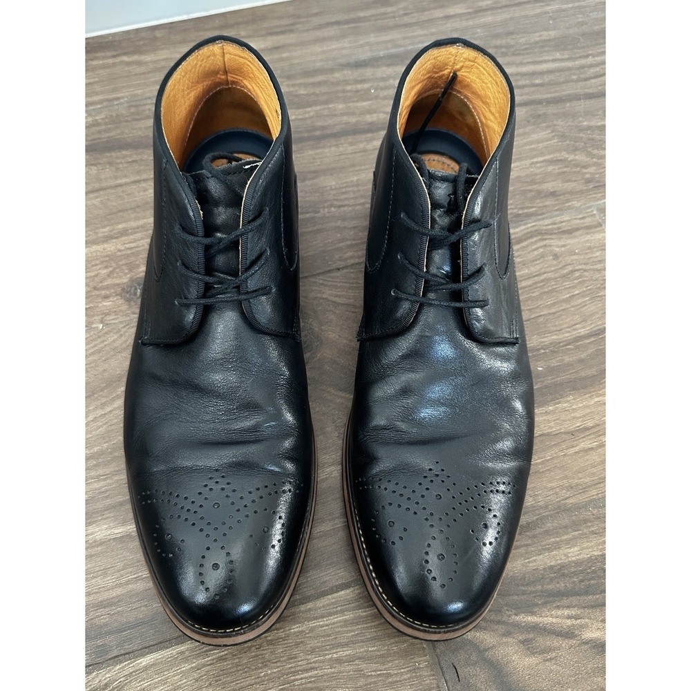 Florsheim Mens Black Leather Chukka Boots Brogue Medallion‎ Toe 14202-001 Sz 12D